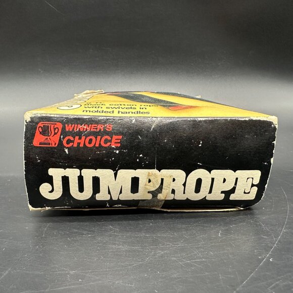 Vintage Jump Rope 9 Ft Winners Choice Black Red Cotton Rope Swivels 1980s Taiwan - Picture 3 of 10